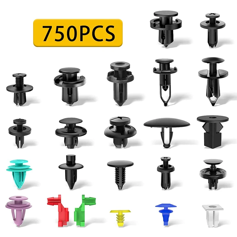 750pcs Set Car Snap Universal Repair Door Nylon Bumper Fender Rivet Fastener Buckle Set Box Car Accessaires Repair Tool