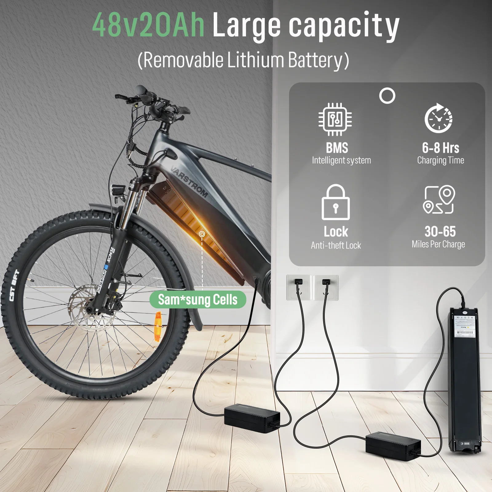 Cola Bear 2.0 Full Suspension Electric Mountain Bike with Bafang 48V750W Mid Motor and 20AH Battery