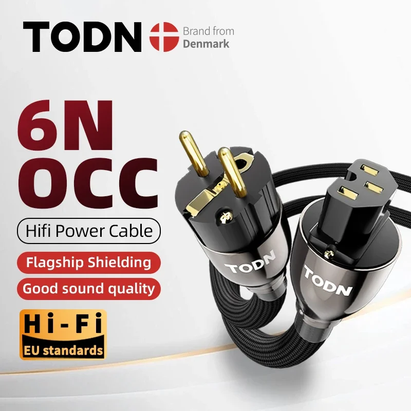 TODN HIFI OCC power cable hifi high end audio cable gold plated plug US Vseries connection filter