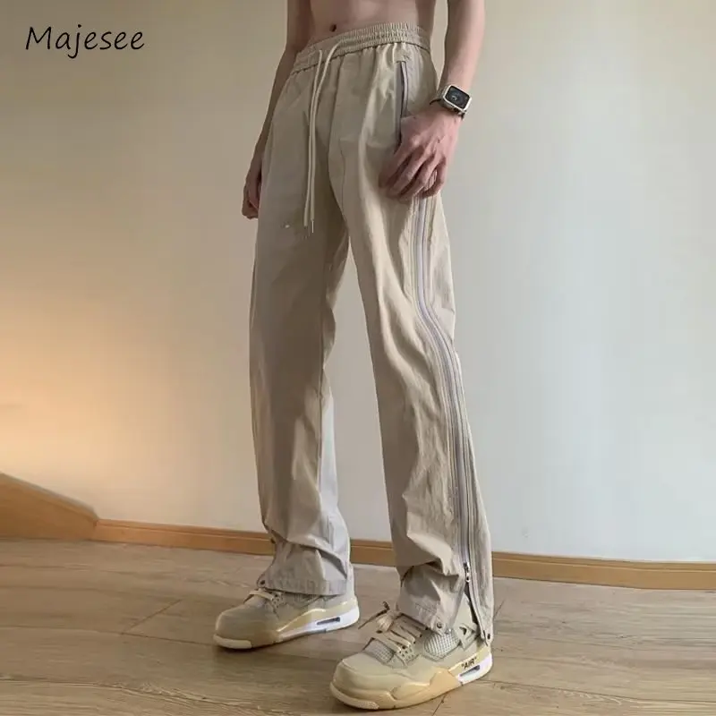 

Cargo Pants Men Chic Side-zipper Design Harajuku Hip Hop Fashion Summer Cozy Mid-waist Trousers Males American Style Streetwear