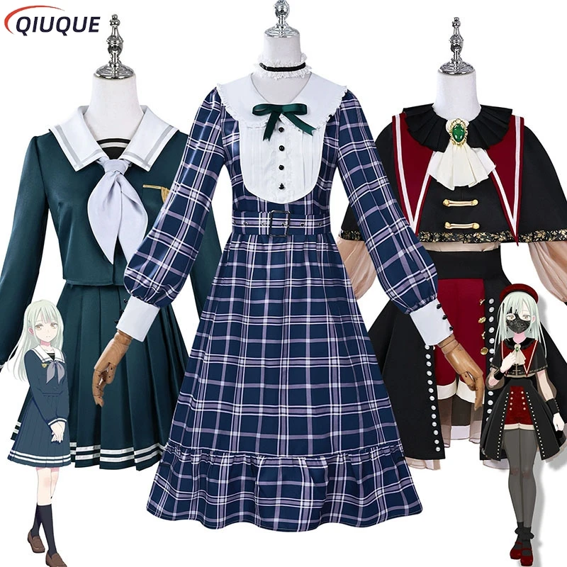 Wakaba Mutsumi Cosplay Anime BanG Dream Ave Mujica Mortis Cosplay disfraz peluca mujer juego de rol vestido de fiesta de Halloween traje