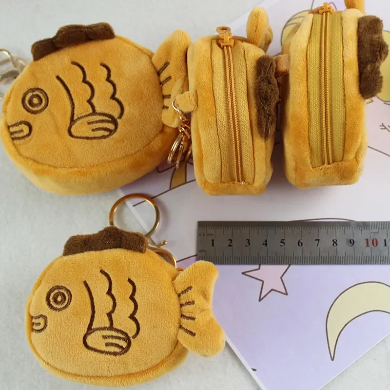 Creative Taiyaki Earphone Coin Money Bag with Keychain Japanese Style Earphone Protective Bag Children's Coin Purse Bags