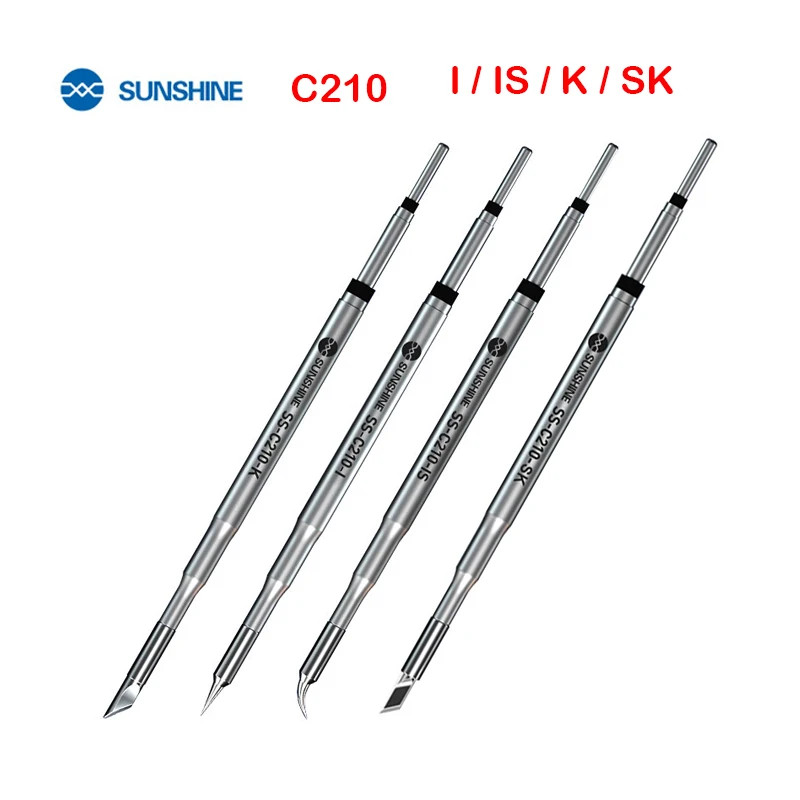 Lead-free sunshine SS C210 soldering tip, GVM T210 T210 T26 T26D S21 tips; fast heating; C210-I/IS/K head for SMD welding