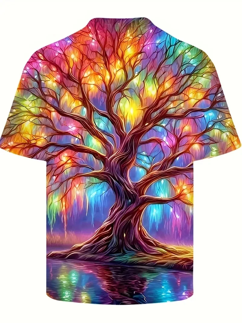 Men's Plus Size 3D Luminous Tree Printed Short Sleeved T-shirt,loose and Casual, Soft, Comfortable and Breathable,outdoor Sports