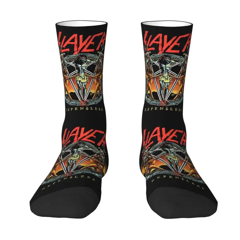 

Custom Heavy Metal Rock Slayers Logo Men Women Crew Socks Unisex Fun Band Spring Summer Autumn Winter Dress Socks