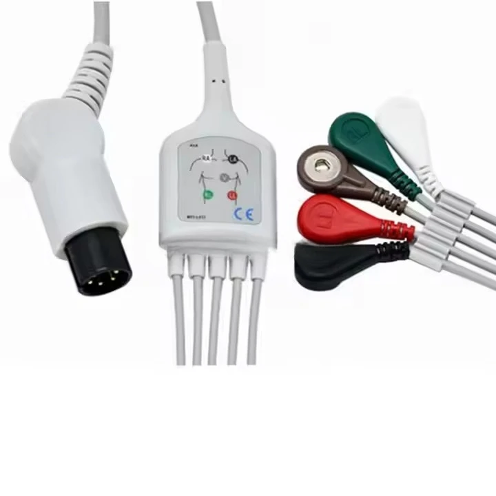 

6 Pin Cable with 5 Lead Wires Snap-on AHA Cable Medical Consumables