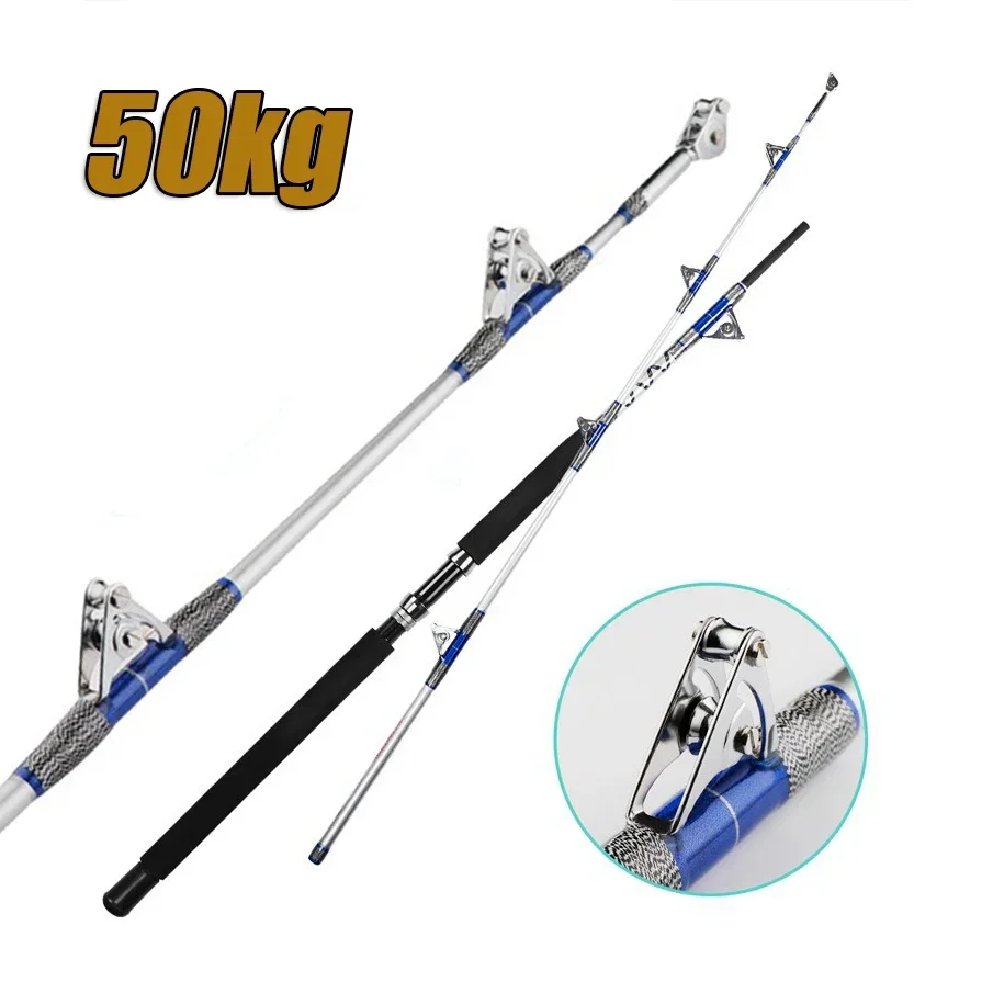 1.98M 2.1M Carbon Spining Fishing Rod 50kg above Superhard Section 2 Long Distance Throwing shot Rod Sea Ocean Boat Fishing Rod