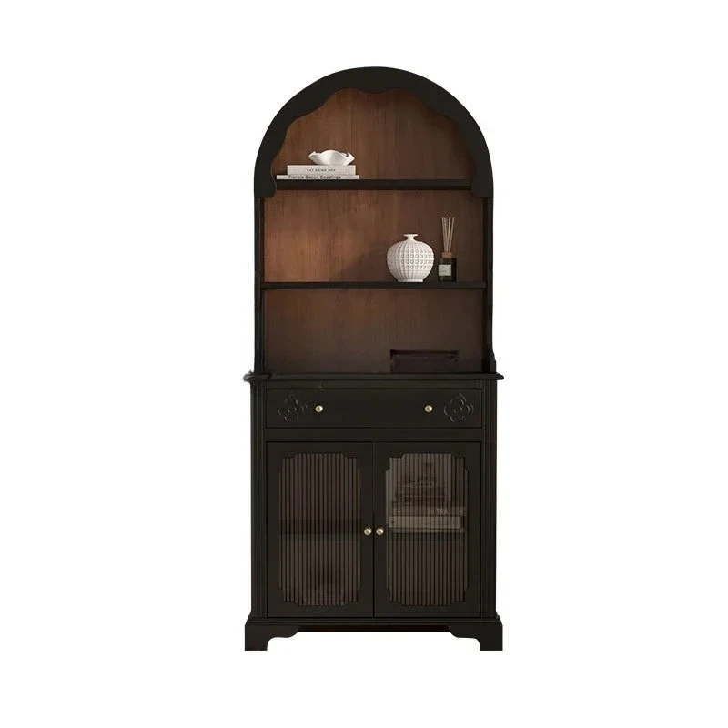 

Mid-Ancient Display Cabinet Multi-Functional Sideboard Cabinet Solid Wood French Retro Designer Bookcase Curio Cabinet