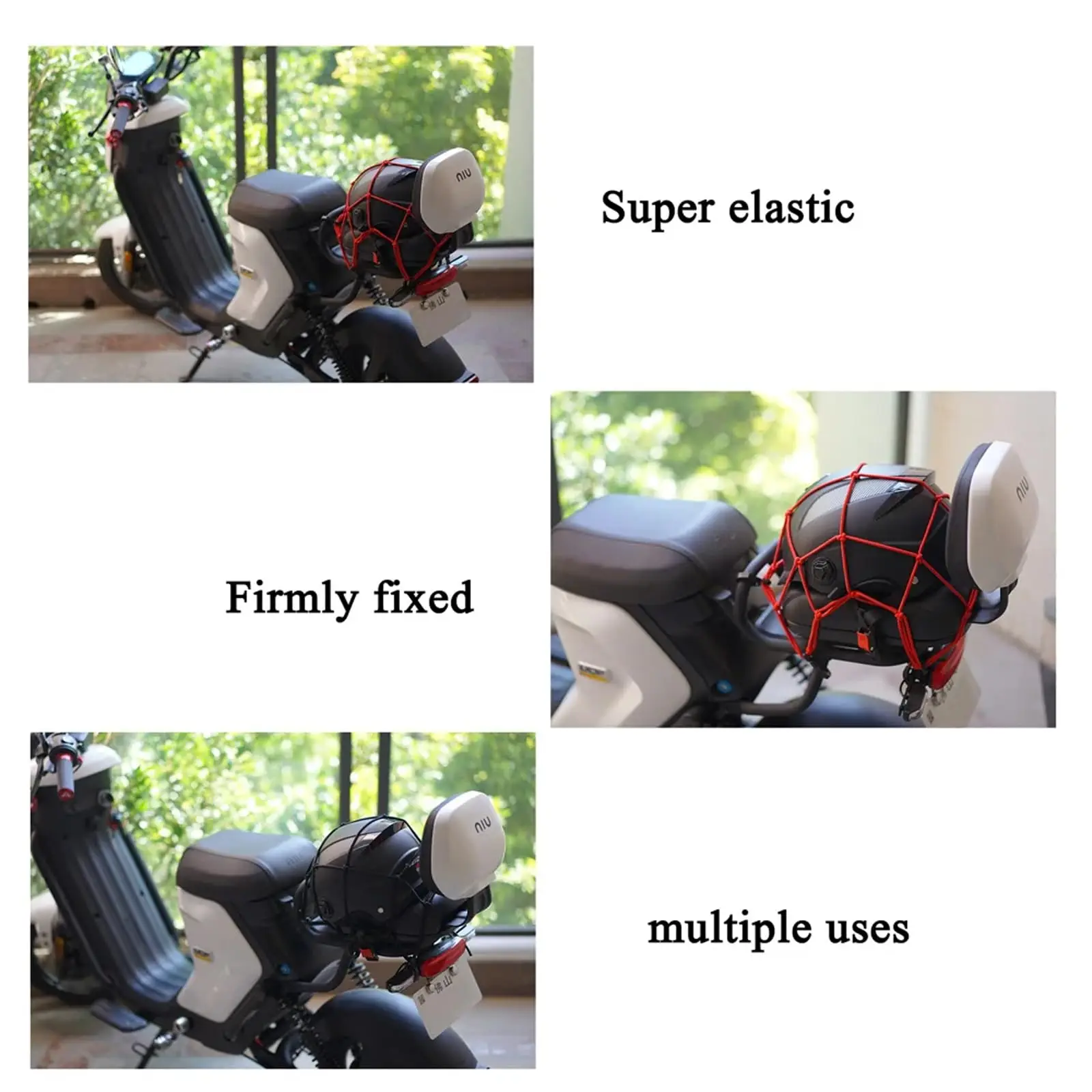 Motorcycle Luggage Net Cover Bungee Helmet Holder 30/40cm Adjustable Hooks Tank Mesh Elastic Cargo Net for Bike Scooter Motorcyc view 6