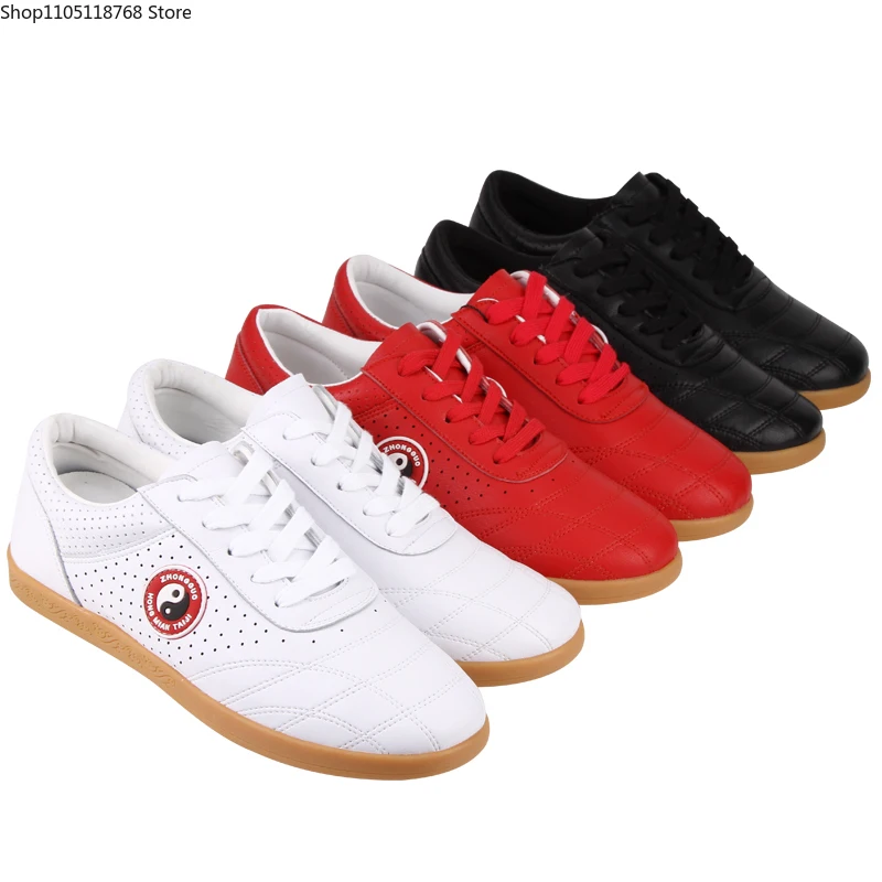 

Genuine Leather Kung Fu Tai Chi Shoes Martial Art Shoes Wushu Sport Sneakers Cowhide Leather Unisex Men Women Breathable