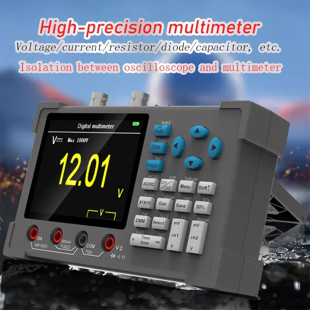 DSO3D12 3 in 1 Handheld Digital Oscilloscope 250MSa/s Dual Channel Built-in Multimeter+ Generator IPS Display