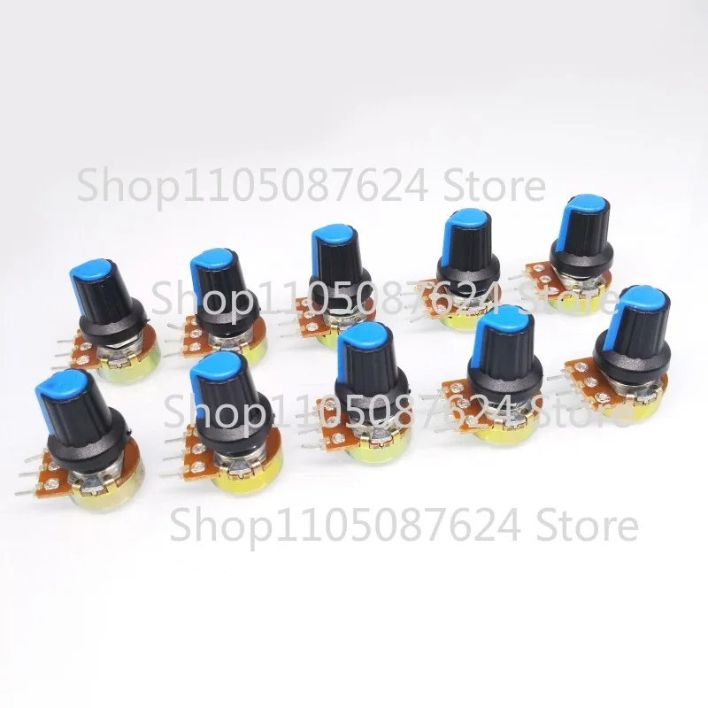ZZZ 10 Units 20K B20K OHM Linear Taper Rotary Potentiometer POT Blue Knob    Handle length: 15MM