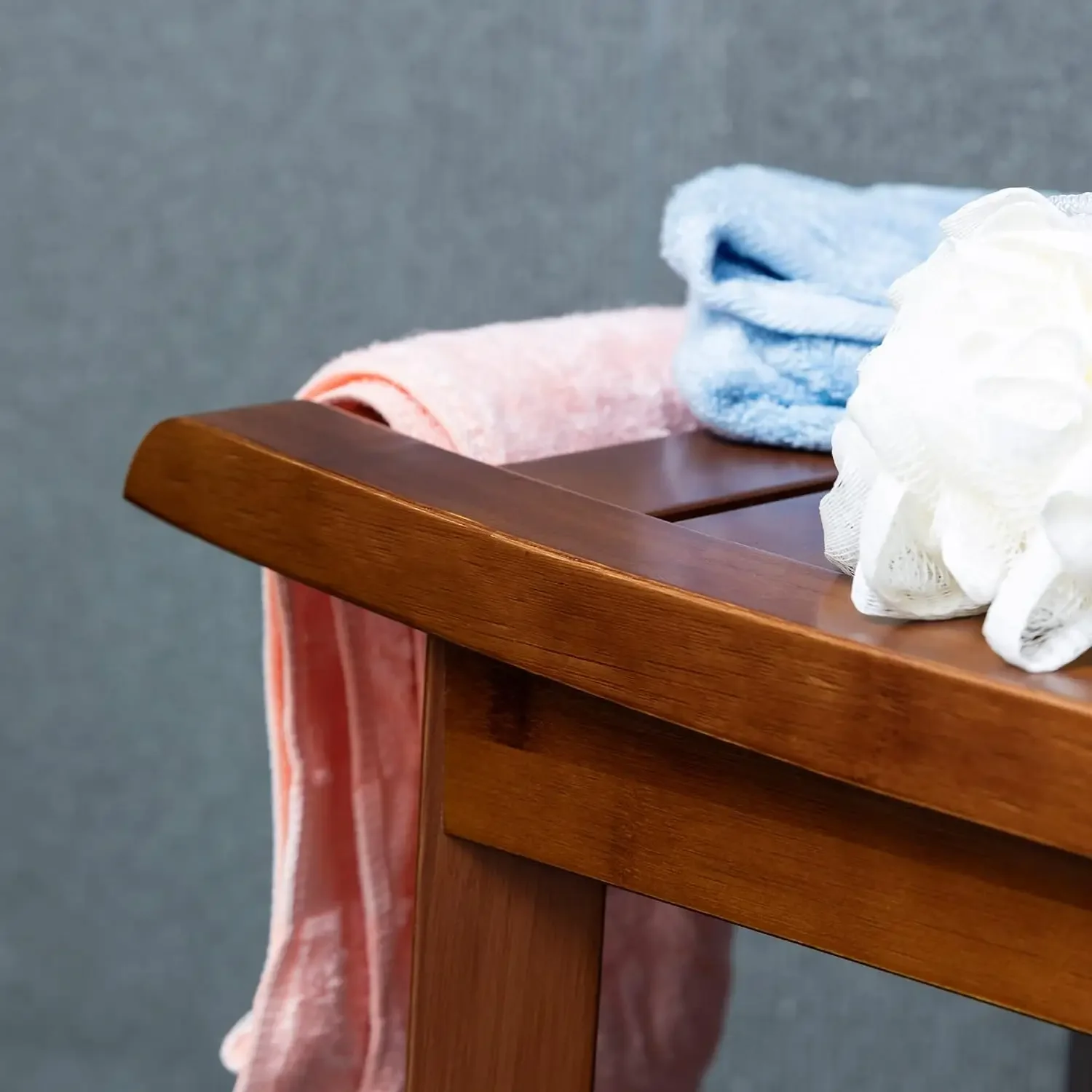 Bamboo Shower Bench Stool with Storage Shelf Waterproof Shower Chair Spa Bath Seat Excellent