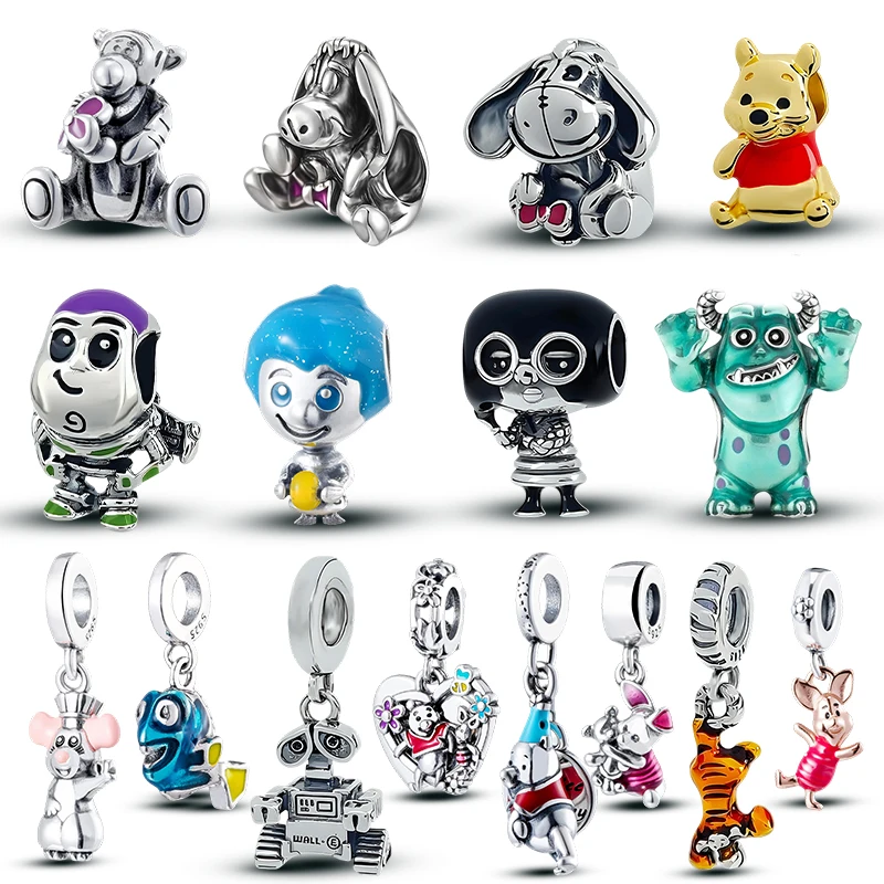 

S925 Sliver Plated Disney Winnie the Pooh Inspired Charm Beads Compatible With European Bracelets DIY Jewelry Gifts For Fans.
