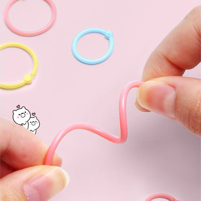 10/15/30 pz/set anello a fogli mobili anelli per raccoglitori multicolori anello flessibile per libri anello singolo fibbia di bloccaggio per Scrapbook cerchio chiave fai da te