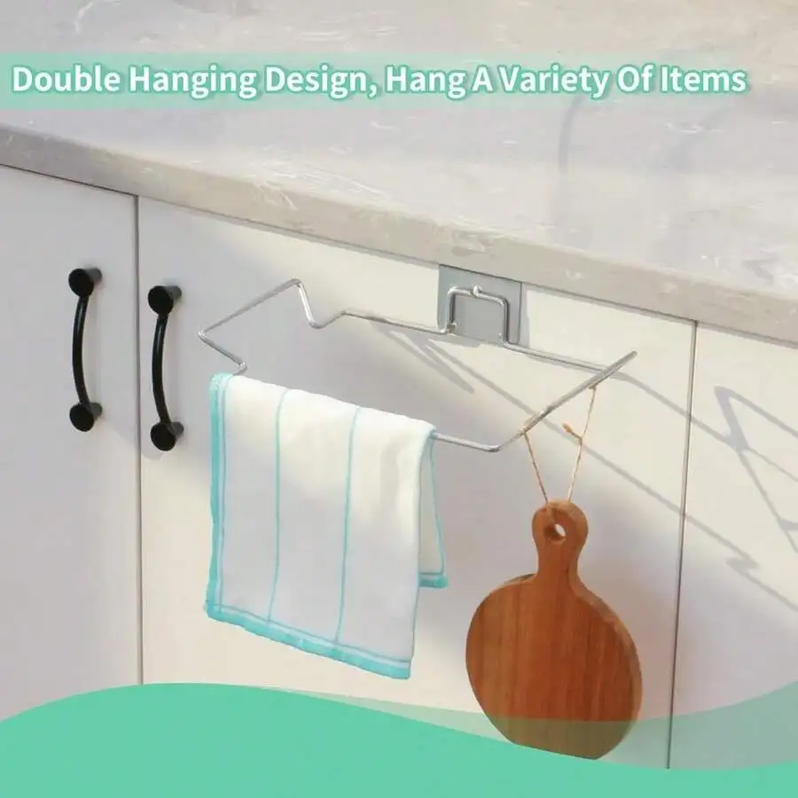 

Double Hanging Kitchen Cabinet Door Organizer For Towels And Cutting Boards