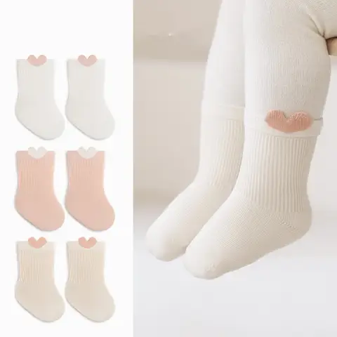 3 쌍 새로운 유아 아기 양말 솔리드 컬러 봄 가을 유아 소년 소녀 캐주얼 양말 코튼 Socken 어린이를위한 어린이 0-5 년