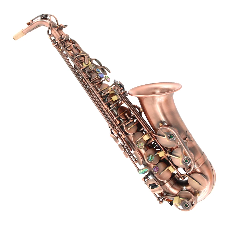 Retro Series E-flat Alto Saxophone EB Tone Wind Instrument Deep Sea Abalone Design Adjustable with Red Bronze Clasp