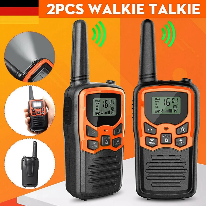 Conjunto de rádio walkie talkie portátil, 2 peças, 22 canais, 10 km, uhf, 400-470 mhz, banda dupla, transceptor de comunicação de longo alcance