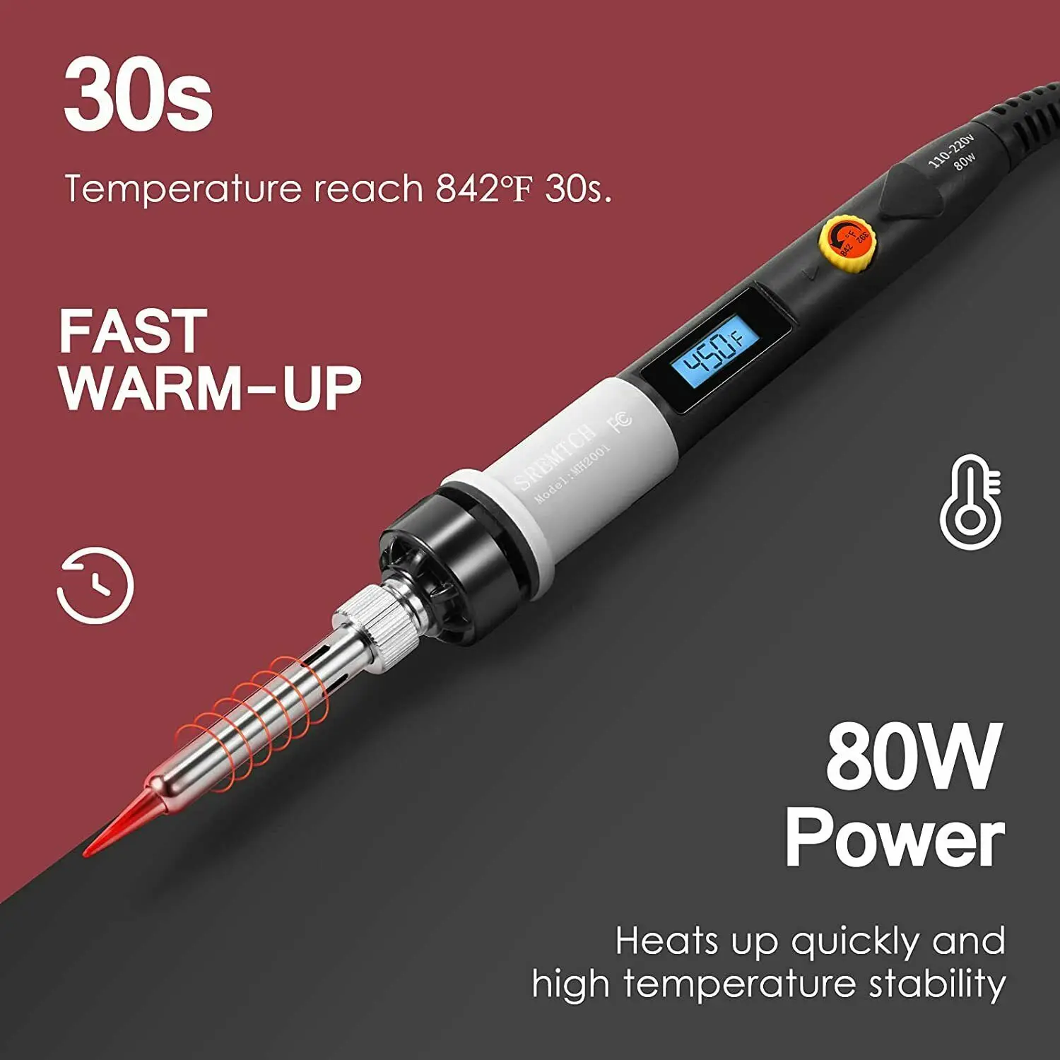 80W Soldering Iron Electric LCD Welding Tool Kit Portable Heat Pencil Adjustable Temperature Welder Tips for soldering iron