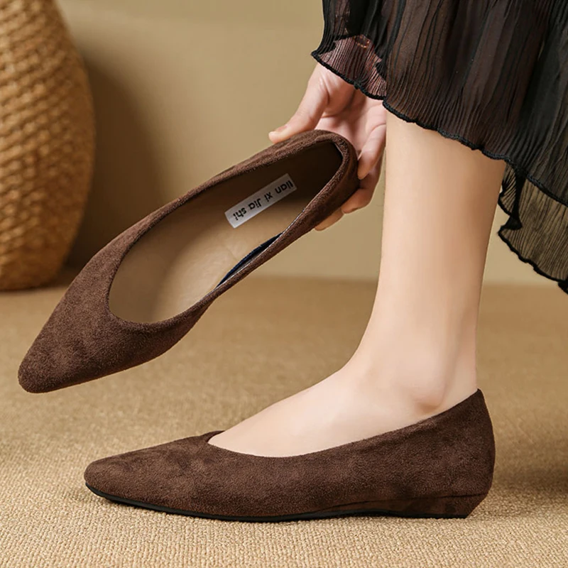 

Женские туфли-лоферы с острым носком, модные, повседневные, из замши, весна 2026, новые, удобные, мягкие, спортивные, для женщин