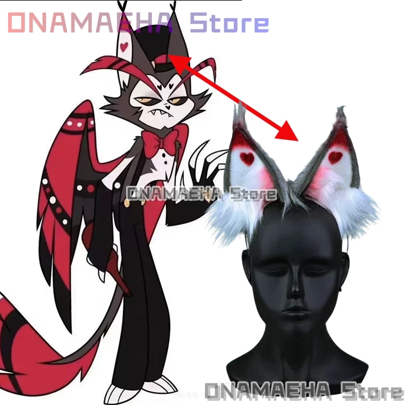 ONAMAEHA @ disfraz de Cosplay de cáscara de Anime, sombrero con orejas, cola Hazbin2, accesorios de Cosplay, accesorios decorativos hechos a mano, disfraz de mujer de 3 piezas