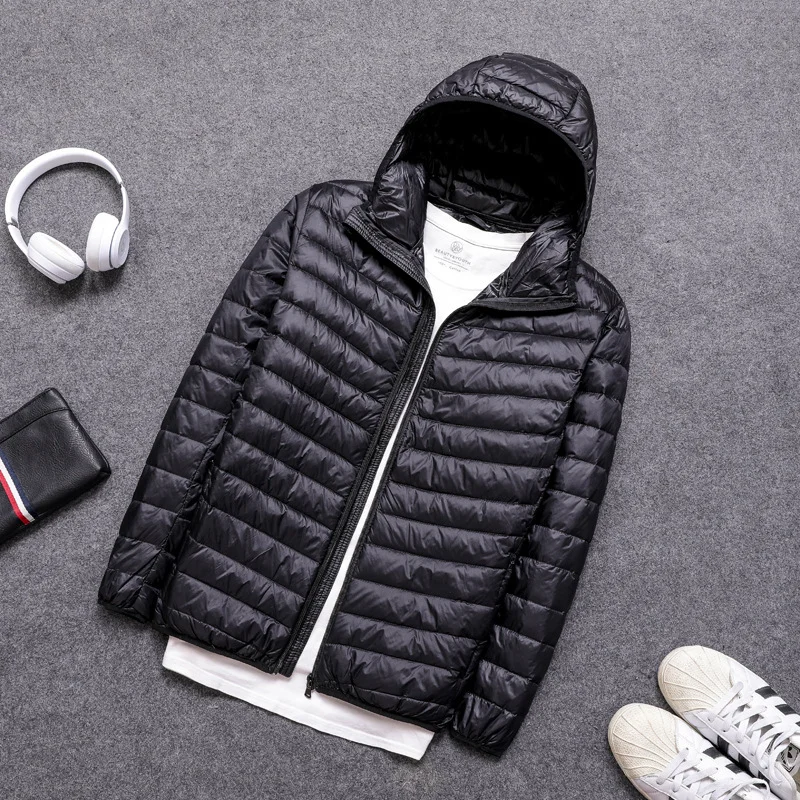 Super Licht Ente Unten Jacke männer Korean Street Style Feder Mantel Thermische männer High-qualität Lagerung Mit Kapuze unten Mantel 2022 Neue