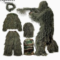5Pcs Adult Ghillie Suit Hunter Camouflage Clothing gillie suit Hunting Suit Birding Clothes