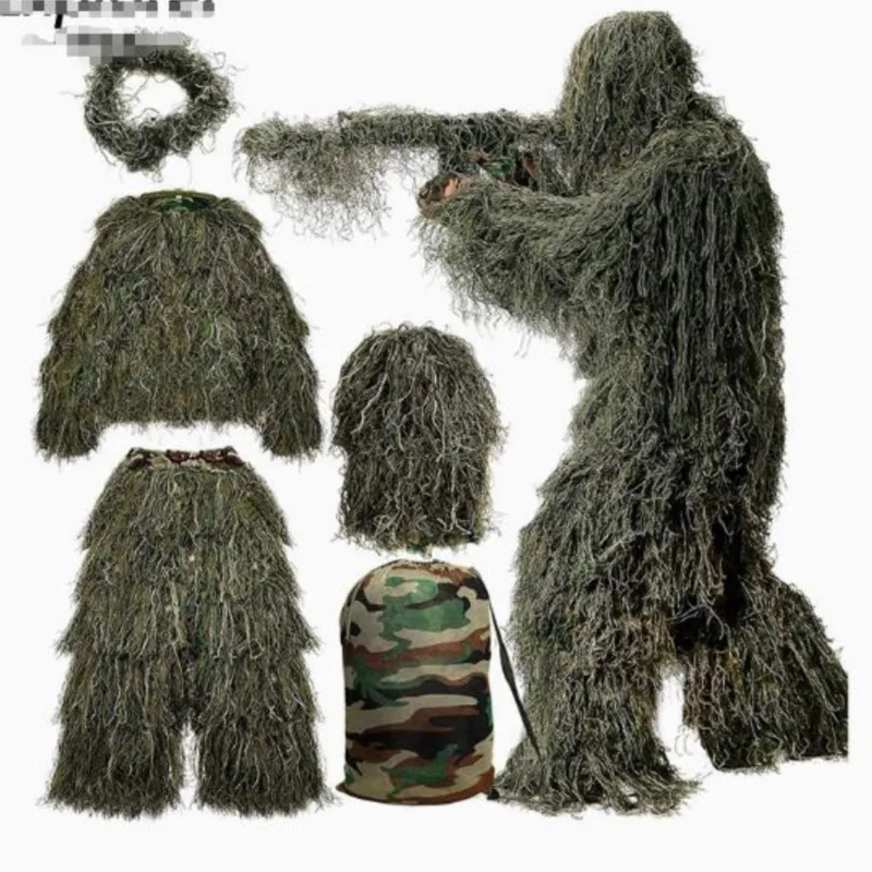 5Pcs Adult Ghillie Suit Hunter Camouflage Clothing gillie suit Hunting Suit Birding Clothes
