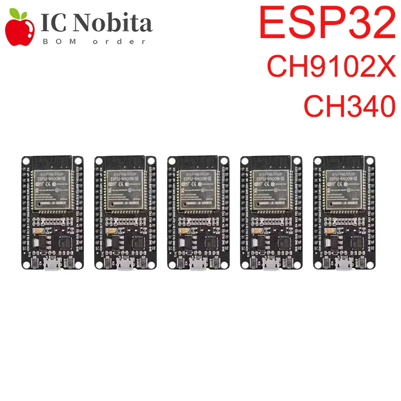

5 шт. ESP32 макетная плата 2,4 ГГц Wi-Fi двухъядерный микроконтроллер со встроенной антенной RF малошумящие фильтры усилителя