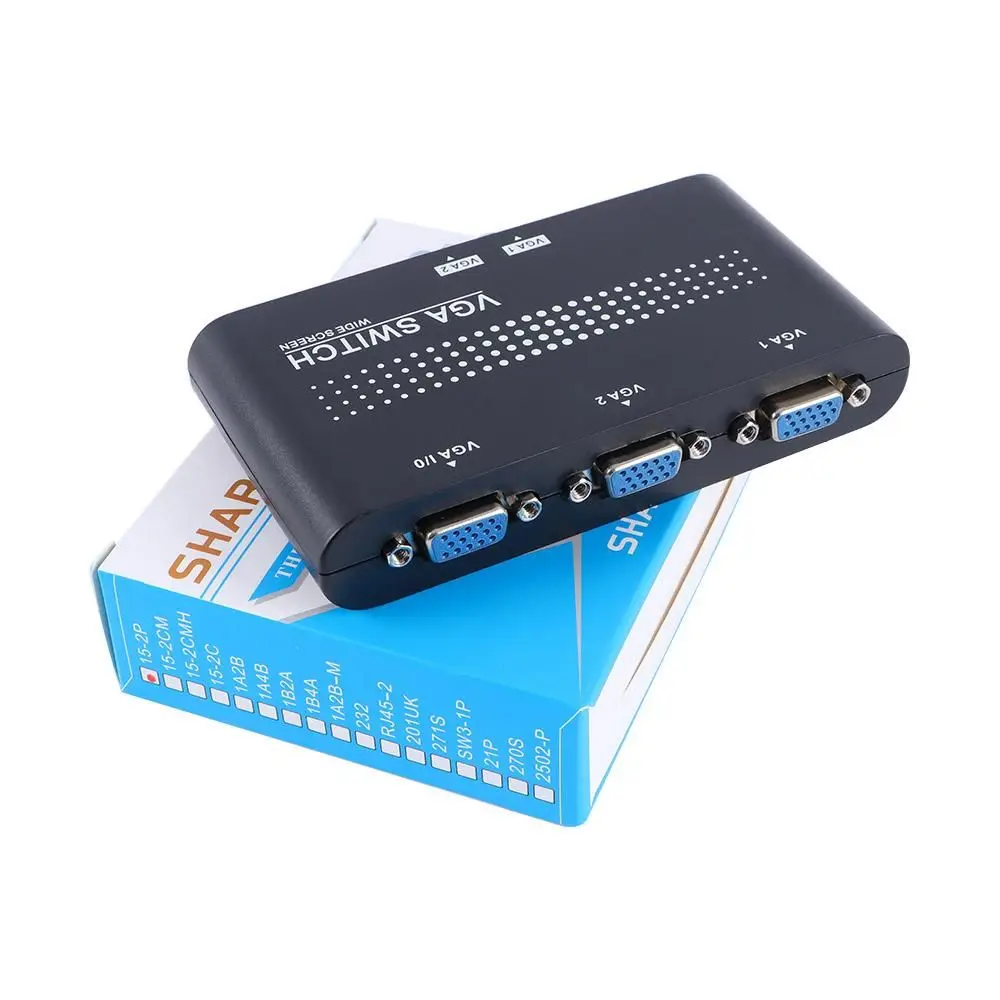 2 Ports 2 Ways Monitor Accessories for PC Converter Box VGA Splitter Video Switch Adapter VGA Switcher