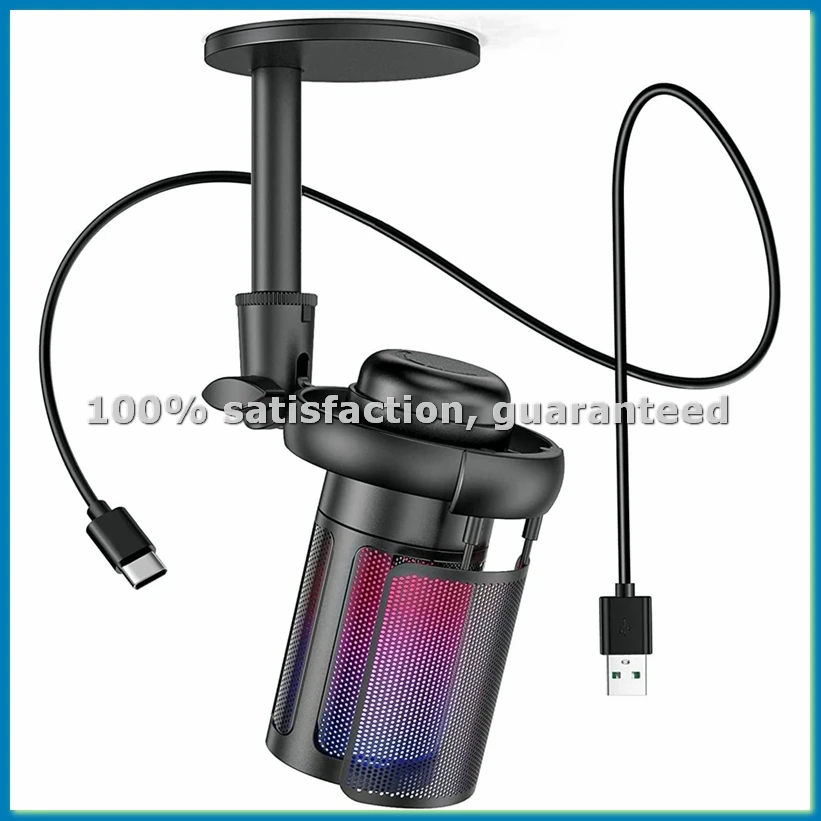 

Игровой USB-микрофон с кронштейном, настольный компьютерный микрофон RGB для игр, разговоров и записи голоса, конденсаторный микрофон-A79M