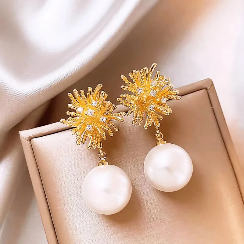 

Delicate Imitation Pearl Earrings for Women Temperament Rhinestone Crystal Firework Stud Earring Girls Party Charm Jewelry Gifts