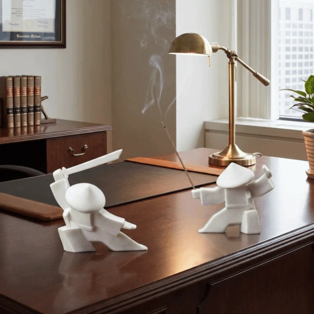 2PCS 3D Printed Samurai Incense Holder Samurai Figurine Plastic Incense Stick Burner Unique Samurai