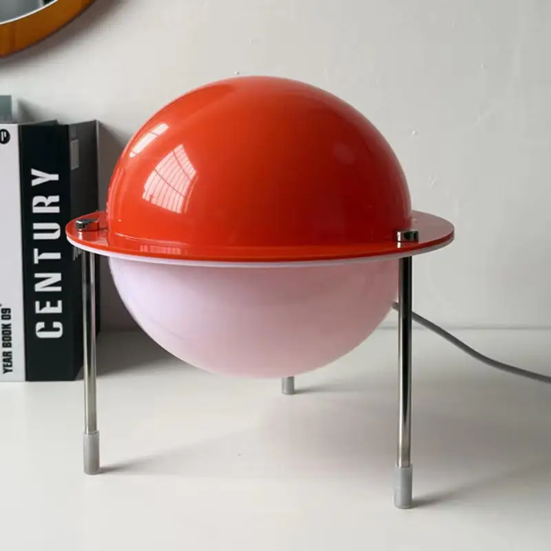 Bauhaus Orange Acrylic Table Lamp LED USB Plug Bedroom Bedside Living Room Study Restaurant Cafe Designer Atmosphere Desk Lights