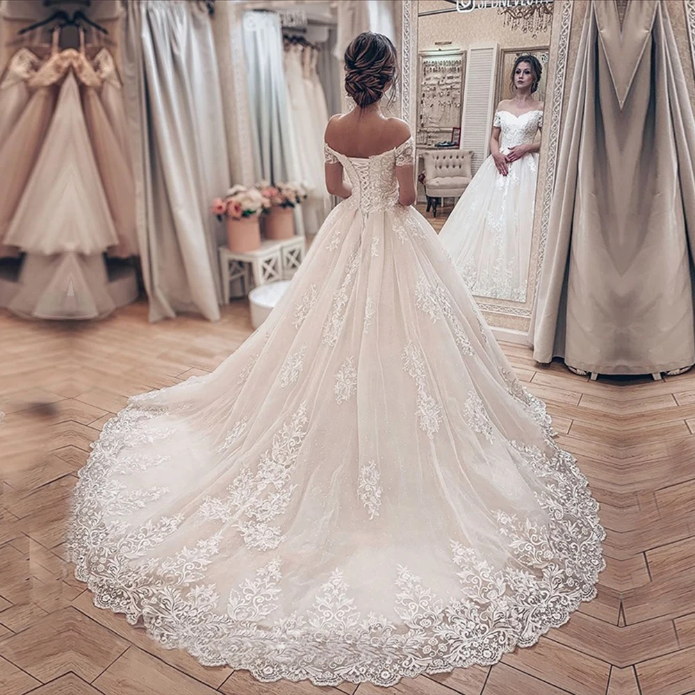 Elegant Ball Gown Wedding Dress Lace Beaded Appliques Bride Dresses One Shoulder  Tailor Made Women Celebrity Marriage Clothing