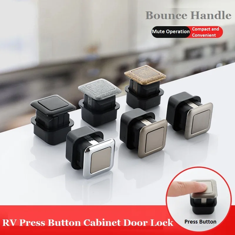 Press Button Cupboard Lock Cabinet Embedded installation Door Knob Latch for Home/RVs/Caravan/Boat Interior Furniture Hardware