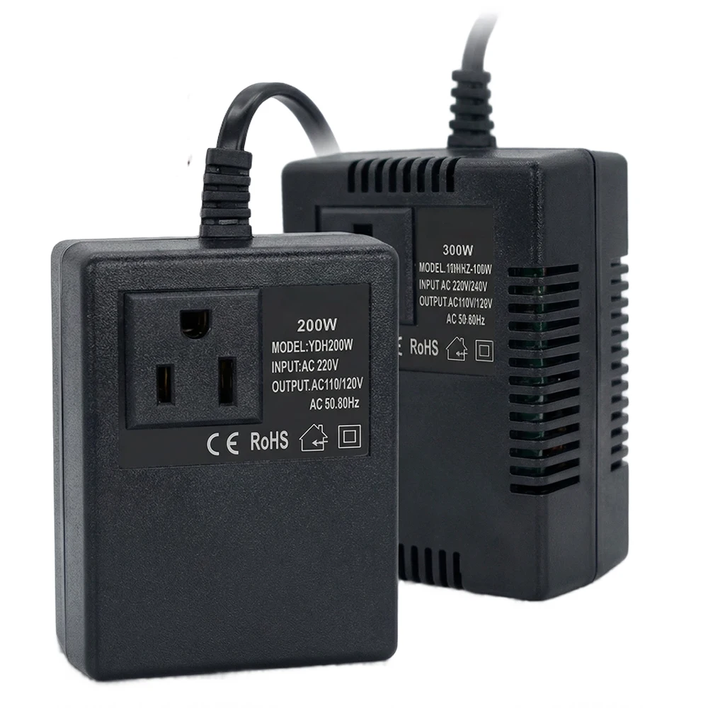 CE Voltage Converter 200/300W 220 to 110VAC Step-Down Transformer Inverter EU/UK Plug Travel for Electronic Devices Home Adapter