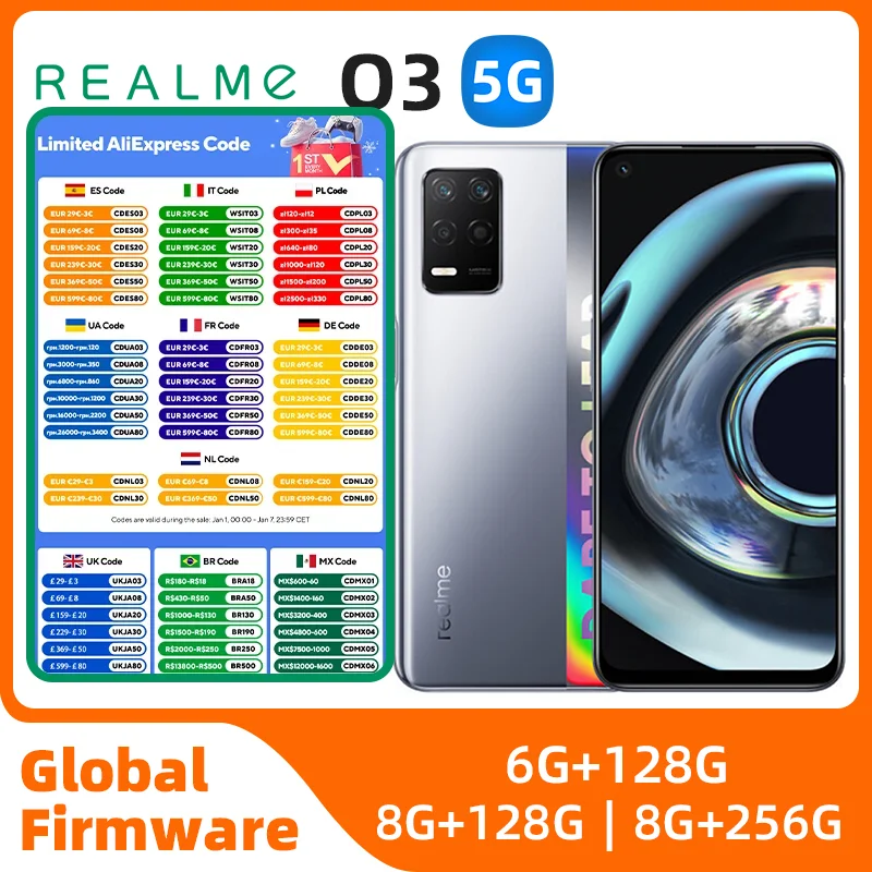 Realme  Q3 Android 5G Unlocked 6.5 inch 256G All Colours in Good Condition Original used phone