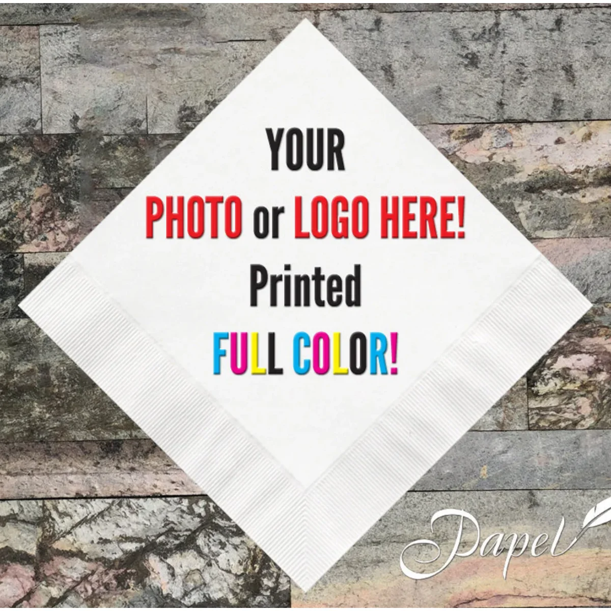

50pcs Custom Cocktail Napkins, Photo Napkins, Personalized Cocktail Napkins, Wedding Logo Napkins, Corporate Cocktail Napkins, P