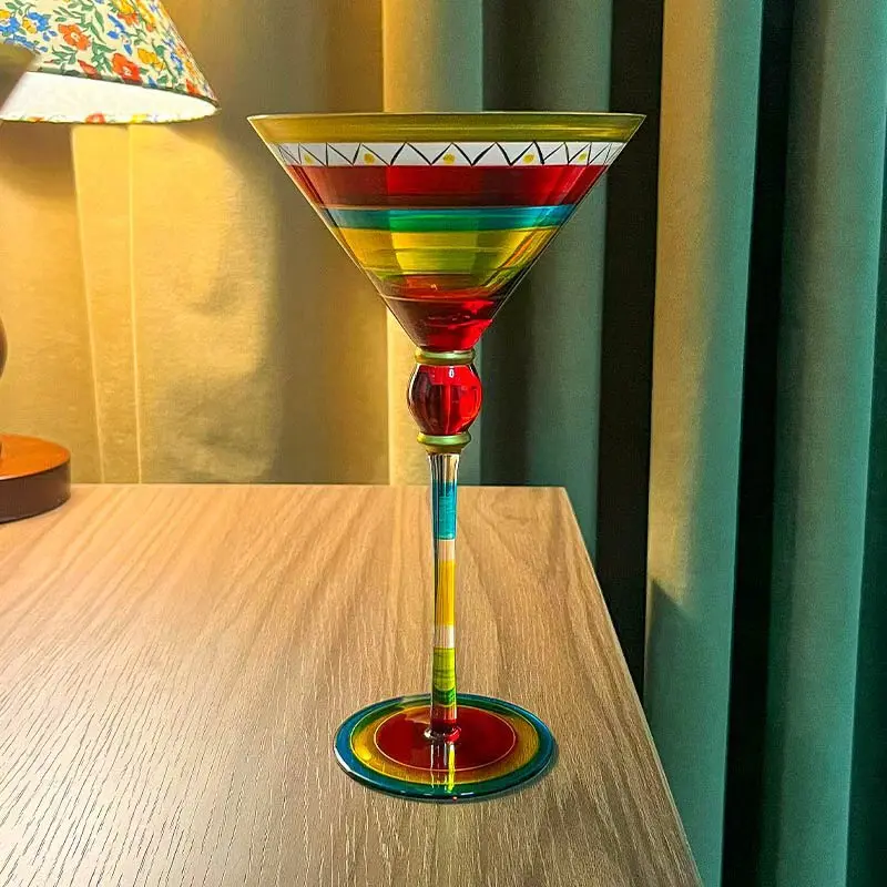 Creative Luxury Margarita Hand Drawn Cocktail Cup Tall Glass Crystal Glass Bar Party Drinking Utensils Kitchen Wine Cup