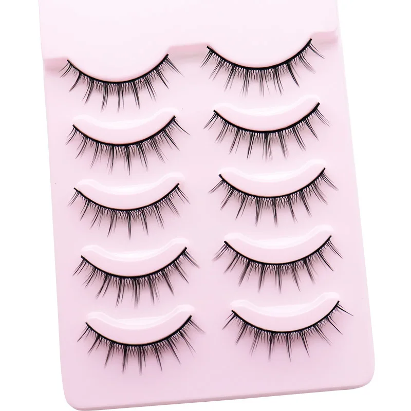 Pestañas postizas cortas, 5 pares, extensión de pestañas postizas, conjunto natural, suministros de pestañas delgadas, herramientas de belleza individual