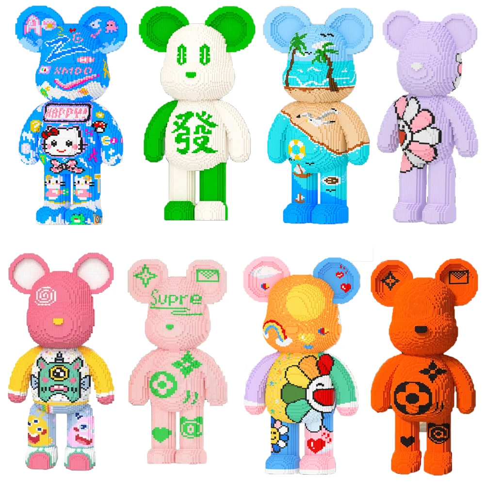 موضة الدب الكبير ماجيك بنة ملونة الدب نموذج تجميعها الطوب ثلاثية الأبعاد لتقوم بها بنفسك لعبة الديكور للأطفال هدية الكريسماس #1