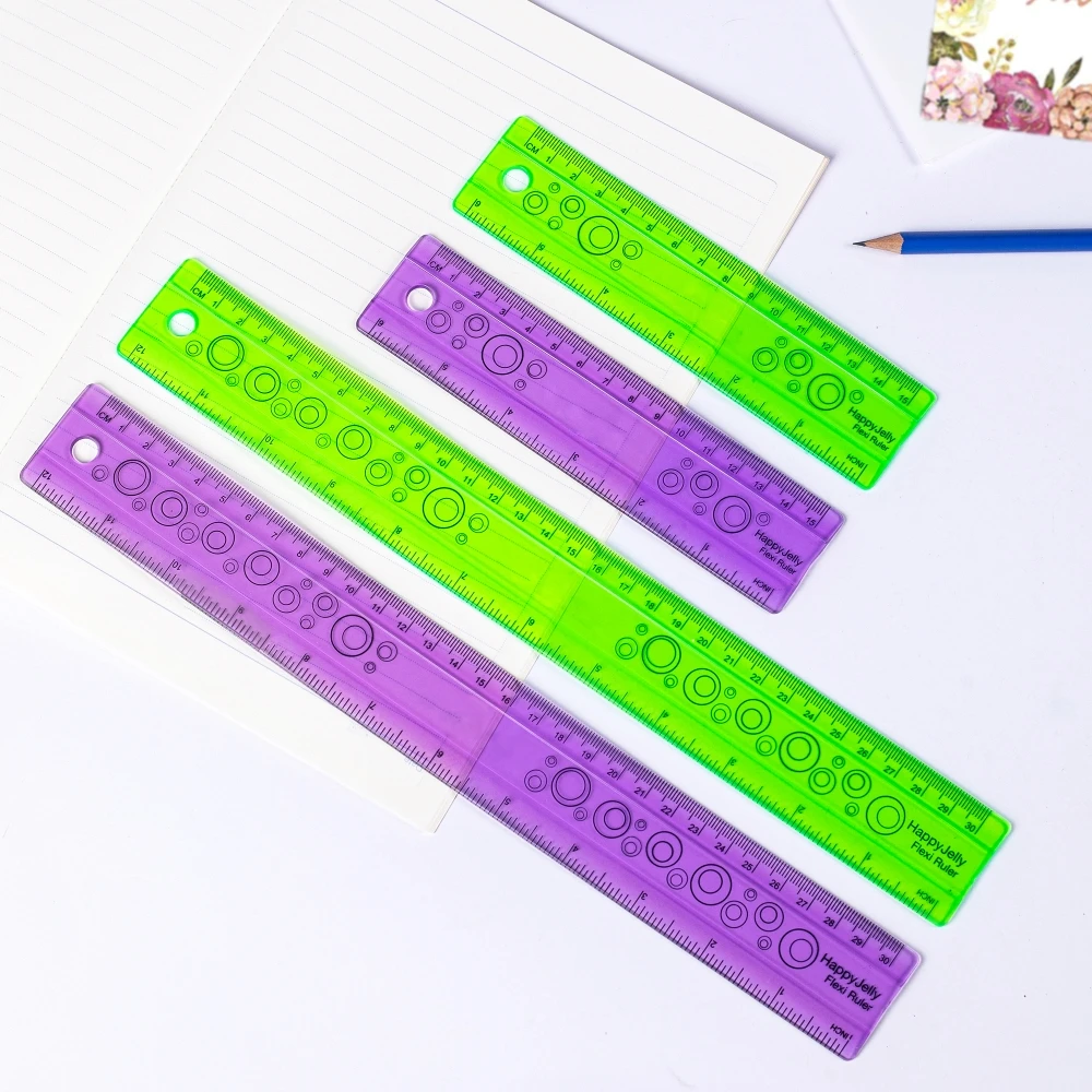 Flexible Ruler School Supplies Measure 15cm 30cm(6/12inch) Straight Ruler for Kids Prize Drawing Office Stationery Student Ruler