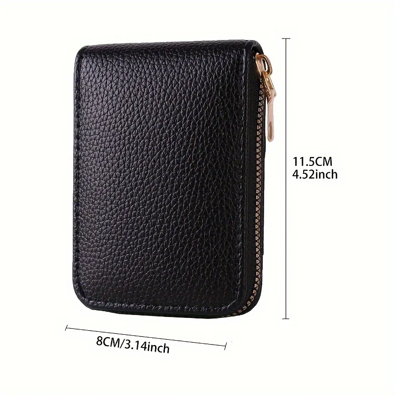 Men\'s Pu Leather Casual Card Holder, Zipper Coin Purse