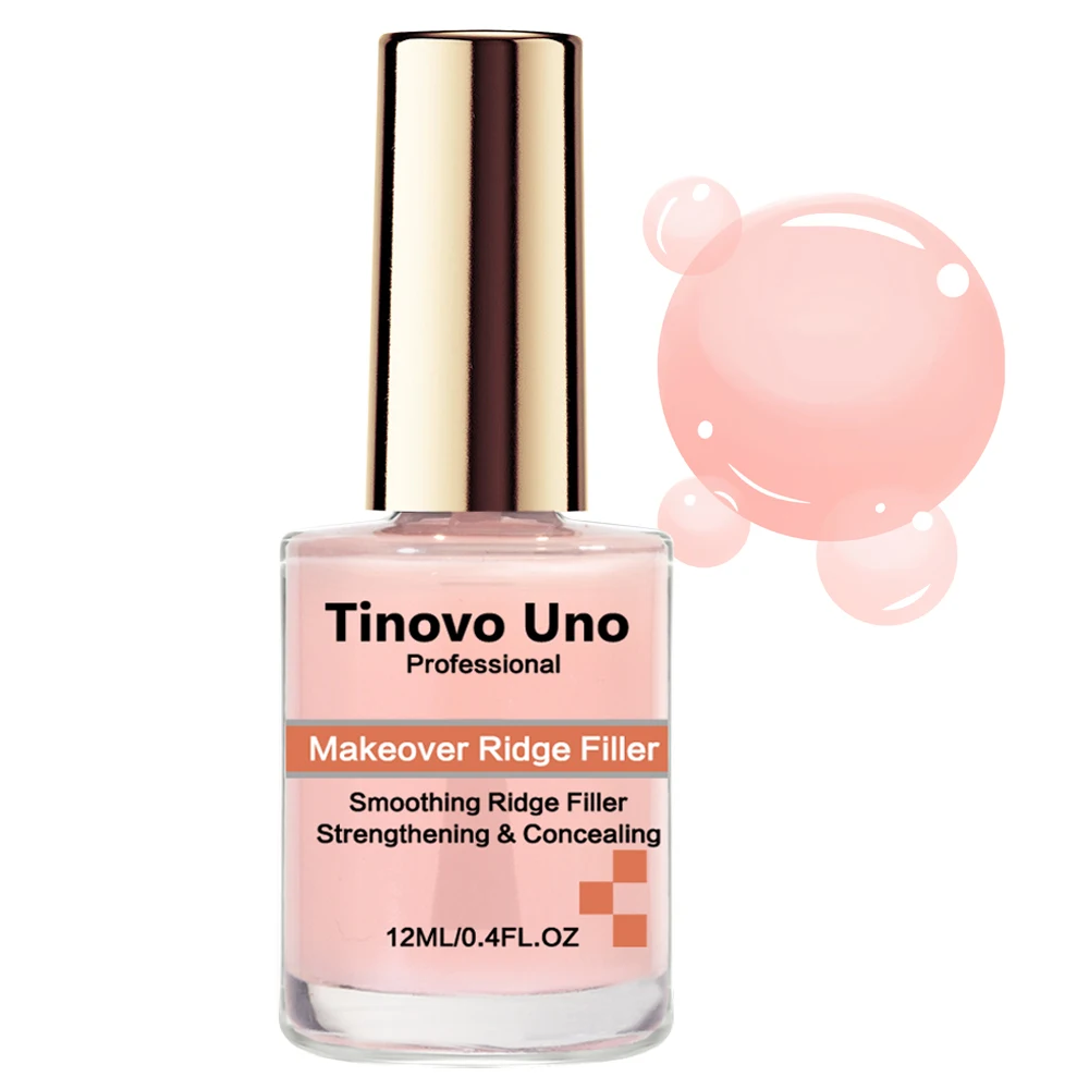 Tinovo Uno rinforzatore per unghie Makeover Ridge Filler Base Coat 12ML olio di Base rosa sano indurente per unghie Manicure riparazione unghie sottili