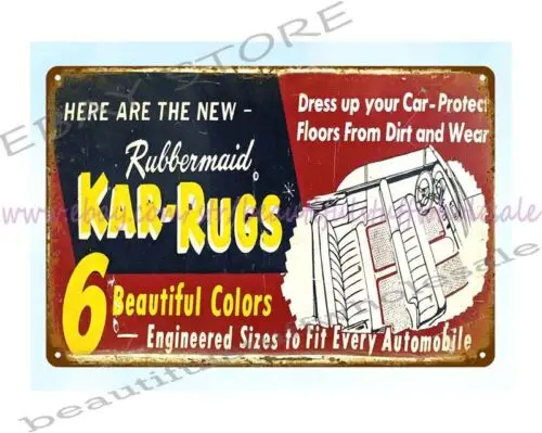 RUBBERMAID KAR RUGS metal tin sign outdoor metal advertising wall art