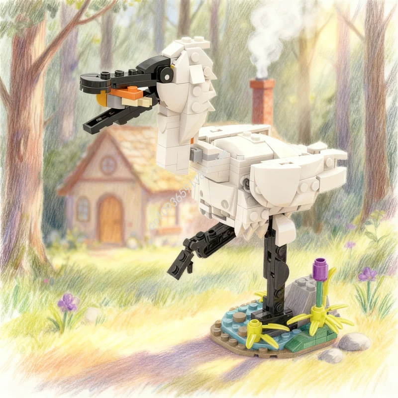253 Uds. MOC Creator 3 1 cara negra Spoonbill modelo bloques de construcción juguete de construcción Idea de regalo de Navidad ladrillo educativo niños
