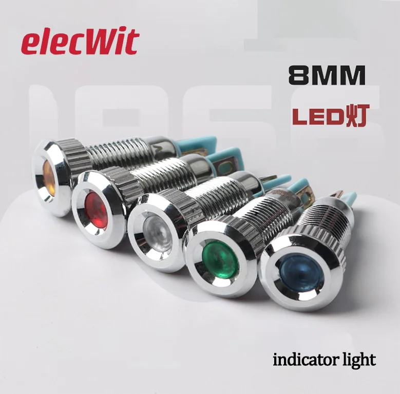 

8mm Metal Indicator Light Work LED Signal Lamp LED Welding Soldering Pin Red Green Yellow Blue White 6V12V24V