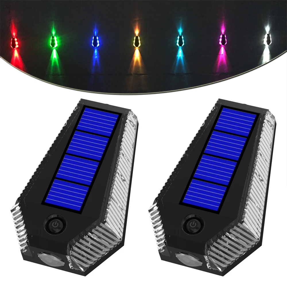 

Solar Fence Light RGB or Warm White IP55 Waterproof Outdoor Decorative Light 2 Modes for Wall,Patio,Yard,Step